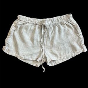 ANTHROPOLOGIE CLOTH & STONE Linen Shorts Women’s Large Button Sides Light Gray